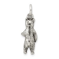 Sterling Silver Antiqued & Textured Bear Standing Up Pendant view 4