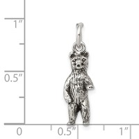 Sterling Silver Antiqued & Textured Bear Standing Up Pendant view 3