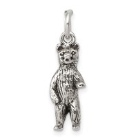 Sterling Silver Antiqued & Textured Bear Standing Up Pendant view 1
