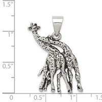 Sterling Silver Antiqued Giraffes Pendant view 3