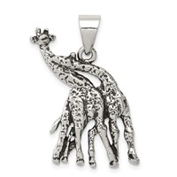 Sterling Silver Antiqued Giraffes Pendant view 1