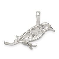 Sterling Silver Polished Perched Bird Chain Slide Pendant view 4