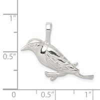 Sterling Silver Polished Perched Bird Chain Slide Pendant view 3
