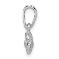 Sterling Silver Rhodium-plated Small Textured Rose Pendant view 2