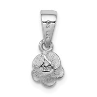 Sterling Silver Rhodium-plated Small Textured Rose Pendant view 4