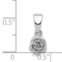 Sterling Silver Rhodium-plated Small Textured Rose Pendant view 3