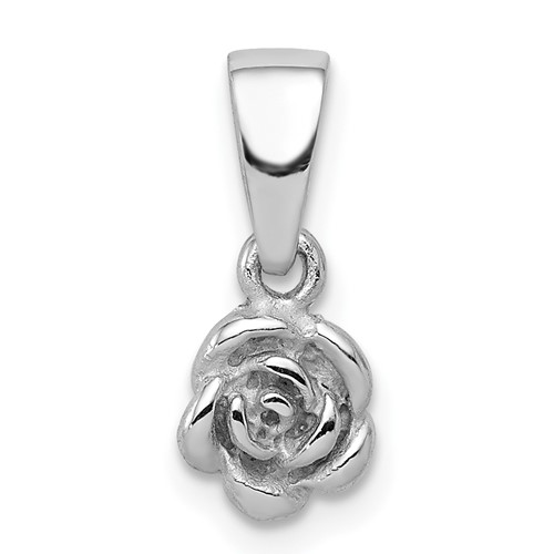 Sterling Silver Rhodium-plated Small Textured Rose Pendant