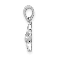 Sterling Silver Rhodium-plated Flower Pendant with CZ view 2