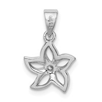 Sterling Silver Rhodium-plated Flower Pendant with CZ view 4