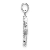 Sterling Silver Polished & Antiqued Flower Pendant view 2
