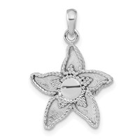 Sterling Silver Polished & Antiqued Flower Pendant view 4