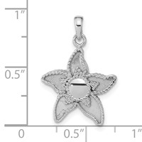 Sterling Silver Polished & Antiqued Flower Pendant view 3