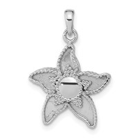 Sterling Silver Polished & Antiqued Flower Pendant view 1