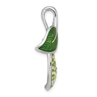 Sterling Silver Preciosa Crystal & Enameled Green Leaves Slide Pendant view 2