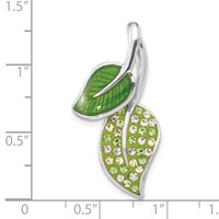 Sterling Silver Preciosa Crystal & Enameled Green Leaves Slide Pendant view 3