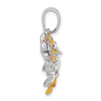Sterling Silver Polished CZ & Enameled Floral Pendant view 2