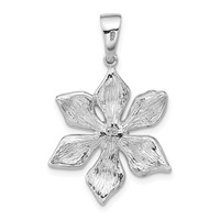 Sterling Silver Polished Green Preciosa Crystal & Enameled Flower Pendant view 4