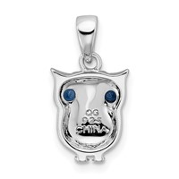 Sterling Silver Rhodium-plated Pendant with Blue Glass Owl view 3