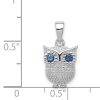 Sterling Silver Rhodium-plated Pendant with Blue Glass Owl view 4