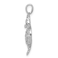 Sterling Silver Rhodium-plated CZ Owl Pendant view 2