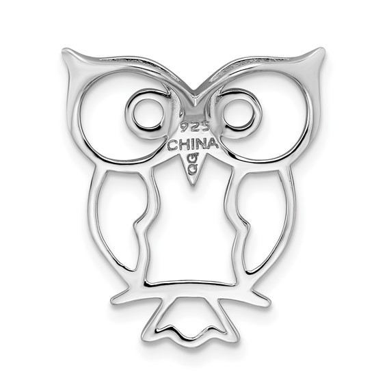 Sterling Silver Rhodium-plated Owl Chain Slide
