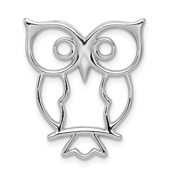 Sterling Silver Rhodium-plated Owl Chain Slide