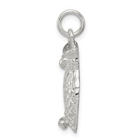 Sterling Silver Polished & Textured Perched Owl Pendant view 2