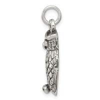 Sterling Silver Antiqued and Textured Perched Owl Pendant view 2