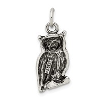 Sterling Silver Antiqued and Textured Perched Owl Pendant view 4