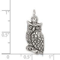 Sterling Silver Antiqued and Textured Perched Owl Pendant view 3