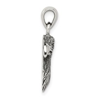 Sterling Silver Antiqued Polished Textured Eagle Head Pendant view 2