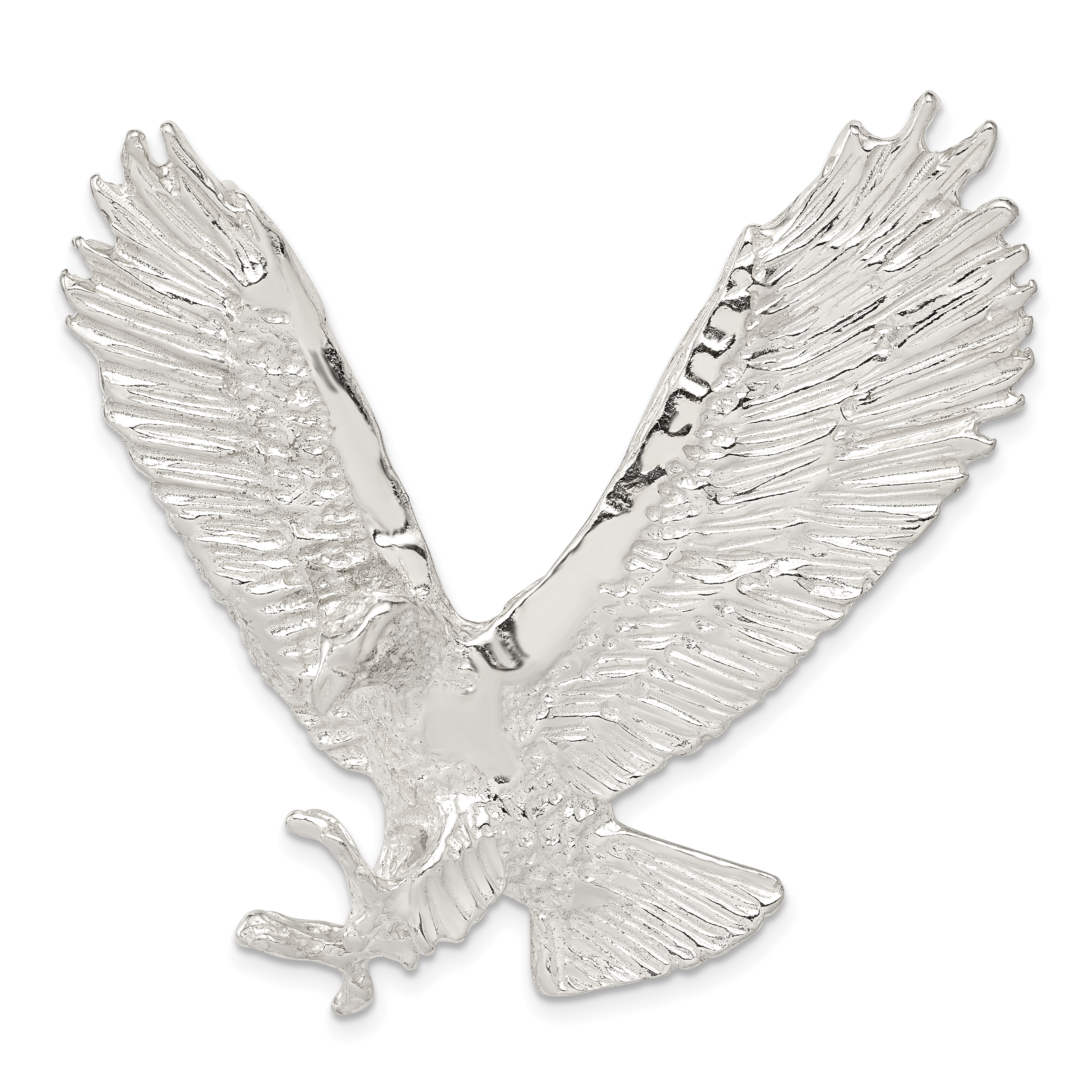 Sterling Silver Polished & Textured Eagle Chain Slide (QC8944)