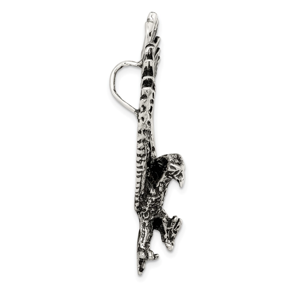 Sterling Silver Antiqued & Textured Eagle Chain Slide (QC8945)