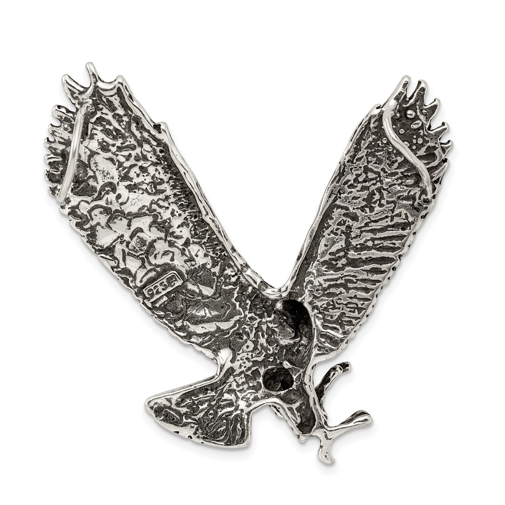 Sterling Silver Antiqued & Textured Eagle Chain Slide (QC8945)