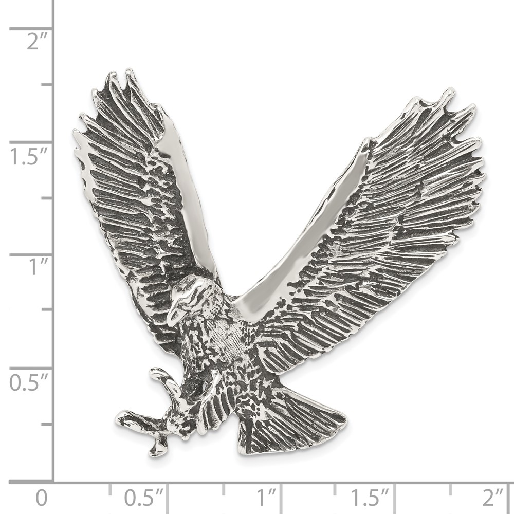Sterling Silver Antiqued & Textured Eagle Chain Slide (QC8945)