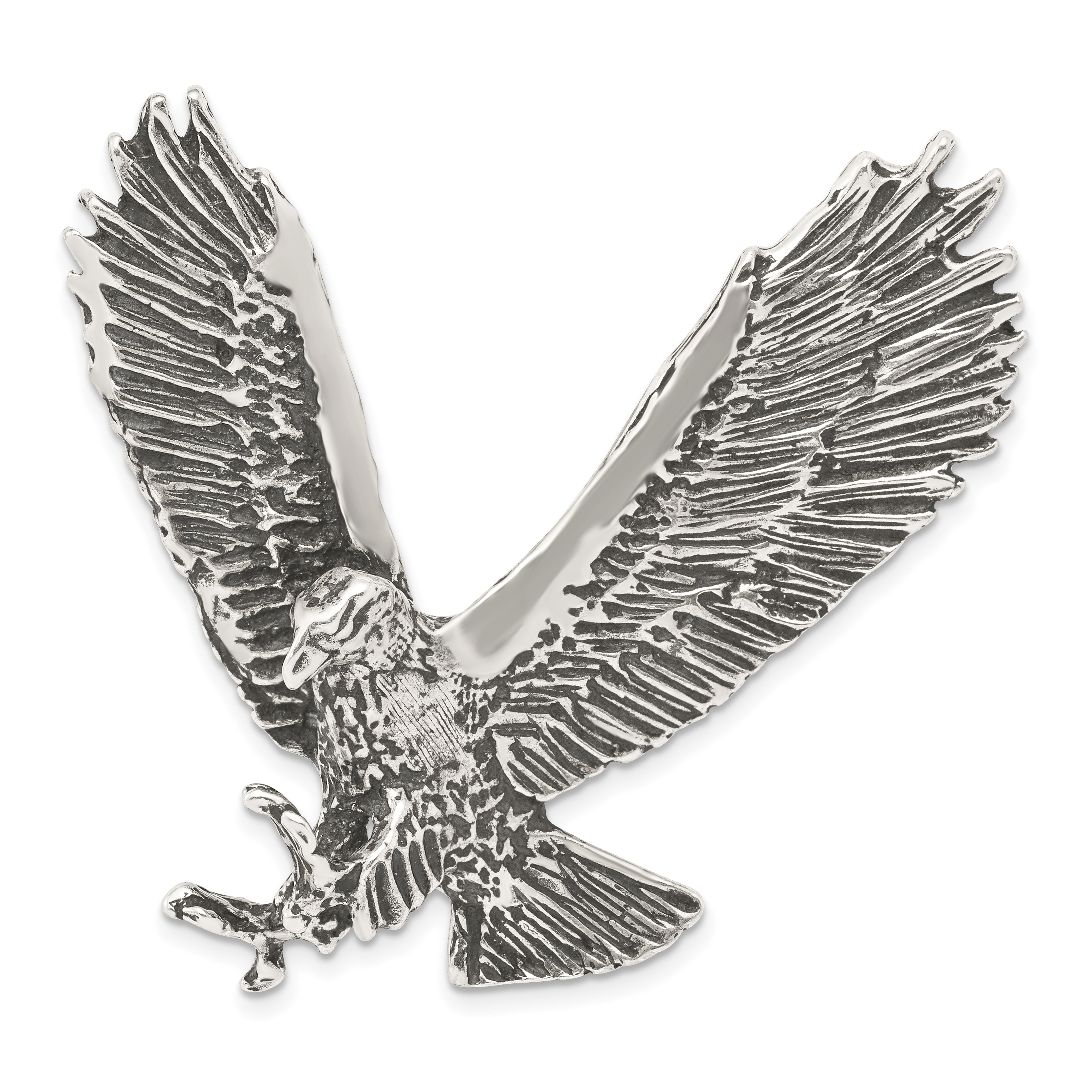Sterling Silver Antiqued & Textured Eagle Chain Slide (QC8945)