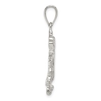 Sterling Silver Polished & Textured Chinese Dragon Pendant view 2