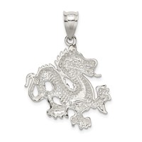 Sterling Silver Polished & Textured Chinese Dragon Pendant view 4