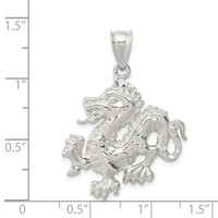 Sterling Silver Polished & Textured Chinese Dragon Pendant view 3