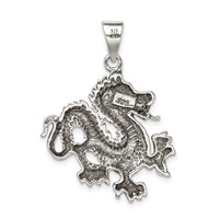 Sterling Silver Antiqued & Textured Chinese Dragon Pendant view 4