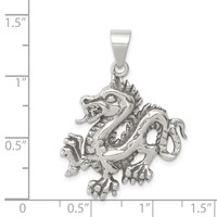 Sterling Silver Antiqued & Textured Chinese Dragon Pendant view 3