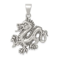 Sterling Silver Antiqued & Textured Chinese Dragon Pendant view 1