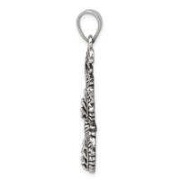 Sterling Silver Antiqued Dragon Pendant with Tongue Out view 2