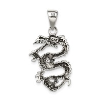 Sterling Silver Antiqued & Textured Dragon Pendant view 4