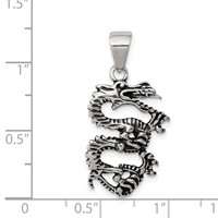 Sterling Silver Antiqued & Textured Dragon Pendant view 3