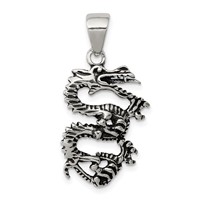 Sterling Silver Antiqued & Textured Dragon Pendant view 1