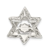Sterling Silver Platinum-plated Polished Vibrant CZ Star of David Pendant view 3