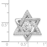 Sterling Silver Platinum-plated Polished Vibrant CZ Star of David Pendant view 4