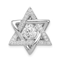 Sterling Silver Platinum-plated Polished Vibrant CZ Star of David Pendant view 1