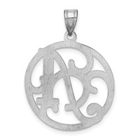 Sterling Silver Rhodium-plated Fancy Script Letter a Initial Pendant view 4